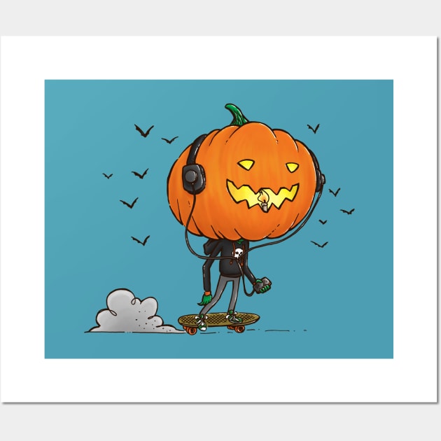 The Skater Pumpkin Wall Art by nickv47